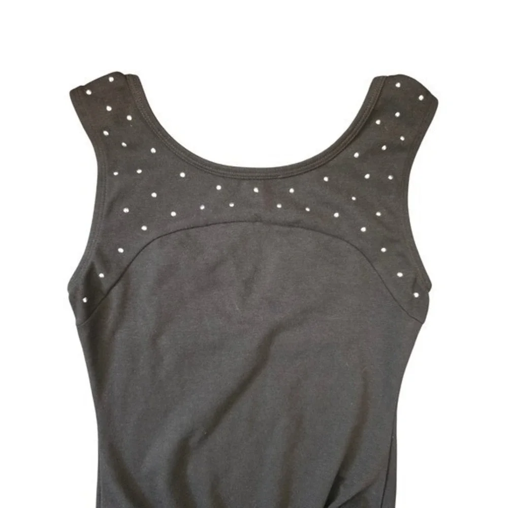 More Than Magic Girl's Dance Black Silver Studded Bodysuit Size L 10/12